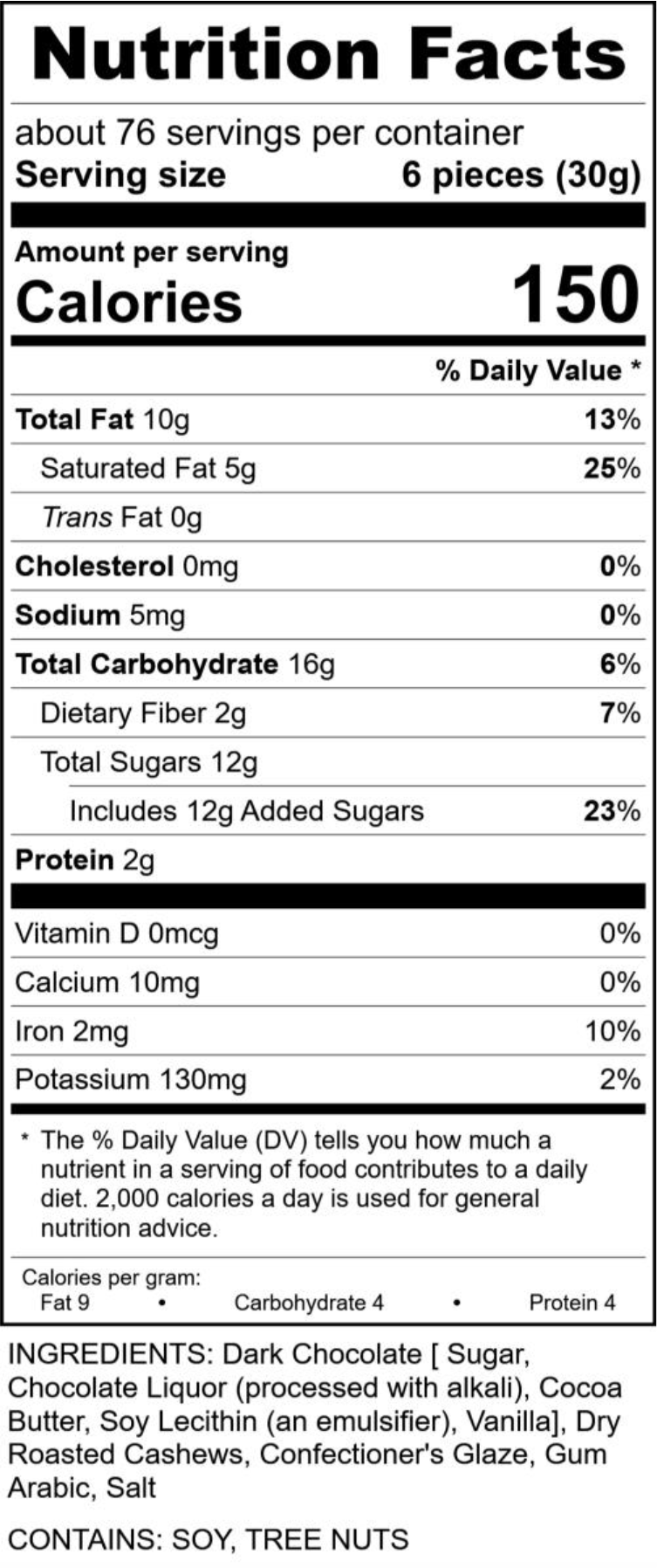 Rich Dark Chocolate Cashews